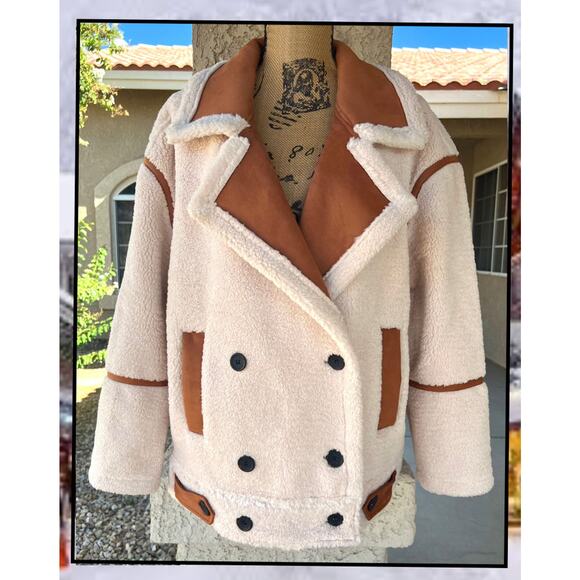 Blank NYC Double Breasted Oversize Faux Sherpa Teddy Bear Jacket Size: S - Picture 2 of 16